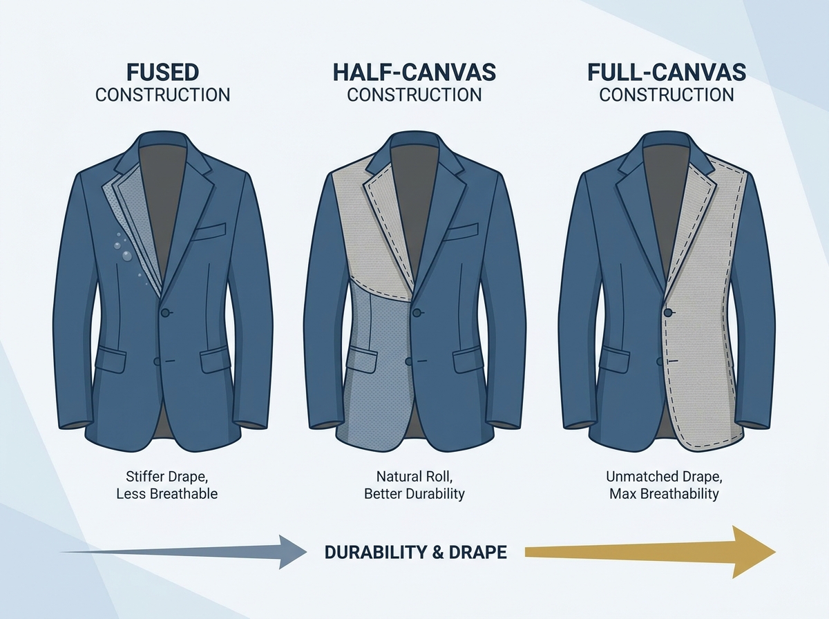 Custom suit fabrics and construction details